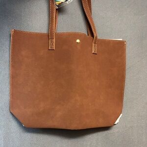 Dreimea Brown Faux Leather Tote Bag NWT w/ Scarf Accent